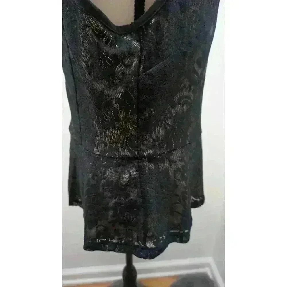 New York & Company 7th Avenue Black Lace Peplum Top - Size L - Picture 11 of 13